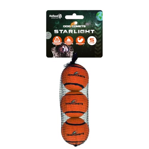 Dog Comets Starlight Tennisball - Ø 5 cm - Hundeball - schwimmendes Hundespielzeug - hüpfendes Hundespielzeug - 3 Stück - Orange von Dog Comets