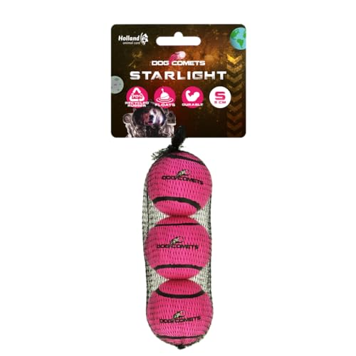 Dog Comets Starlight Tennisball - Ø 5 cm - Hundeball - schwimmendes Hundespielzeug - hüpfendes Hundespielzeug - 3 Stück - Rosa von Dog Comets