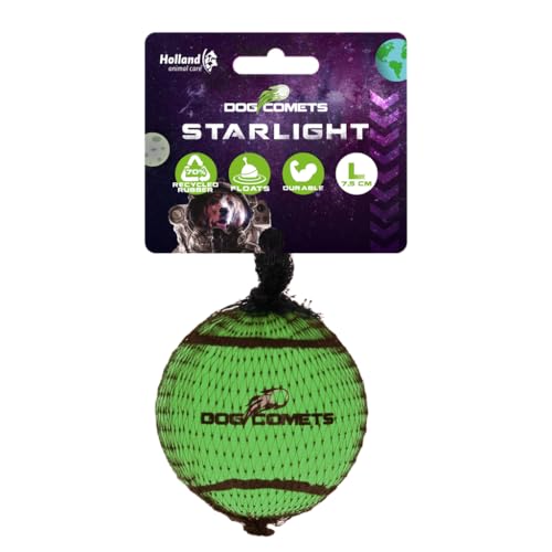 Dog Comets Starlight Tennisball - Ø 7,5 cm - Hundeball - schwimmendes Hundespielzeug - Hüpfendes Hundespielzeug - 1 Stück - Grün Dog Comets Starlight Tennisball - Ø 7,5 cm - Hundeball - schwimmendes Hundespielzeug - Hüpfendes Hundespielzeug - 1 Stück - Grün von Dog Comets
