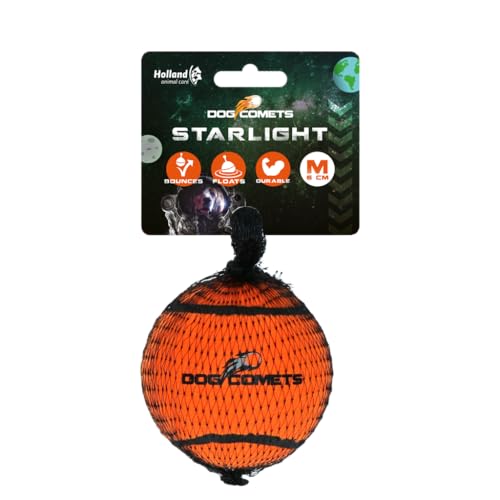 Dog Comets Starlight Tennisball - Ø 7,5 cm - Hundeball - schwimmendes Hundespielzeug - Hüpfendes Hundespielzeug - 1 Stück - Orange von Dog Comets