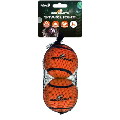 Dog Comets Starlight Tennisball - Ø 7,5 cm - Hundeball - schwimmendes Hundespielzeug - hüpfendes Hundespielzeug - 2 Stück - Orange von Dog Comets