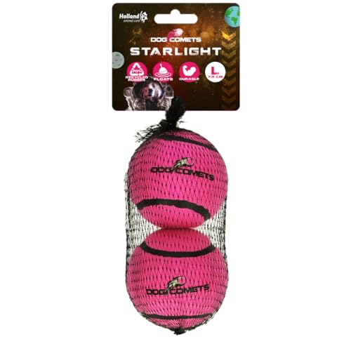 Dog Comets Starlight Tennisball - Ø 7,5 cm - Hundeball - schwimmendes Hundespielzeug - hüpfendes Hundespielzeug - 2 Stück - Rosa von Dog Comets