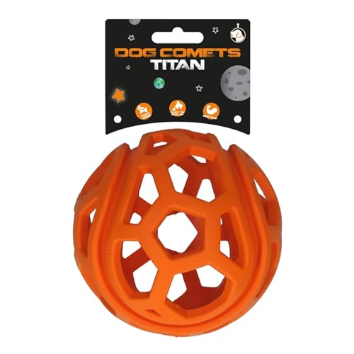 Dog Comets Titan Belohnungsball Hund Ø11,5 cm - Futterball für Hunde - Apportierspielzeug Hund - Ball für Hunde - Orange von Dog Comets