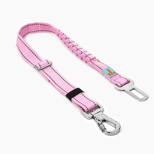 DF Co. Sicherheitsgurt für Hunde, sicherer und bequemer Hundetransport, verstellbare Länge, Anti-Schock-Bungee, universelle robuste Clips, Rosa von Dog Friendly Co