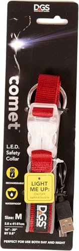 Dog Gone Smart Hundehalsband, wiederaufladbar, mit LED-Licht, Rot, Größe M, 40,6-50,8 cm von Dog Gone Smart