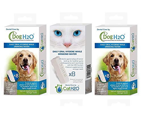 Dog H2O and Cat H2O Bundle, 8 Pro Box, Mundhygiene Trinkwasserzusatz (je 3 Boxen) von Dog H2O