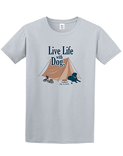 Dog is Good Live Life with Dog Unisex Kurzarm T-Shirt (Grau, Small) von Dog is Good