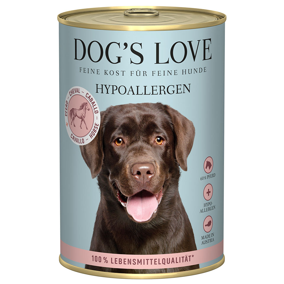 DOG'S LOVE Hypoallergenes Nassfutter aus Pferd 400g | für Hunde mit Empfindlichem Verdauungssystem | Mono-Protein-Hundefutter für Adult | 60% Fleisch DOG'S LOVE Hypoallergenes Nassfutter aus Pferd 400g | für Hunde mit Empfindlichem Verdauungssystem | Mono-Protein-Hundefutter für Adult | 60% Fleisch von Dog's Love