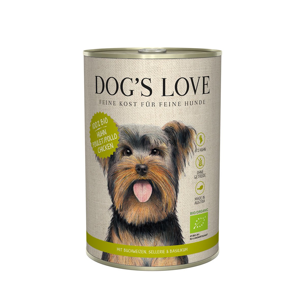 Dog's Love Bio Huhn mit Buchweizen, Sellerie und Basilikum 6x400g von Dog's Love