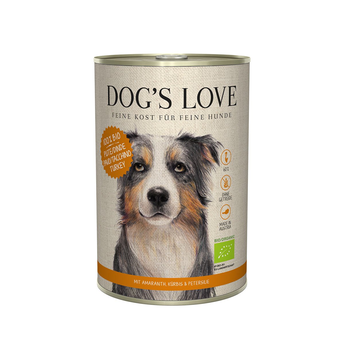 Dog's Love Bio Pute mit Amaranth, Kürbis und Petersilie 6x400g von Dog's Love