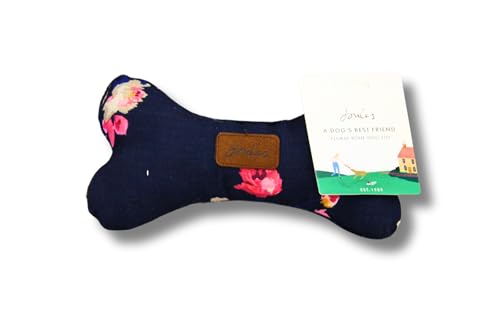 DogBox Boutique Joules Plüsch-Komfortknochen für den Innenbereich, Marineblau mit Blumenmuster, Spielzeug für Hunde und Welpen von DogBox Boutique