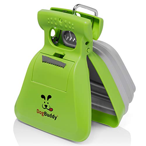 DogBuddy Kotschaufel, tragbare Hundekotschaufel, Sanitär-Hundekot-Aufhebung, robuster Hundekotreiniger mit Beutelspender, Hundeleinenclip und Kotschaufelbeutel im Lieferumfang enthalten (groß, Kiwi) von DogBuddy