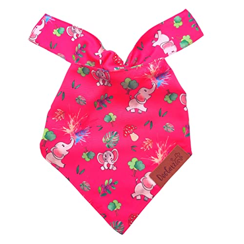 DogCatz Premium Hundehalstuch, verstellbar, weiches Bandana, Katzenwelpen, Jungenmädchen, XS-Small, Medium, Large, XL-XXLarge Haustiere, Dschungel-Elefant (Elefant - Rosa, Groß) von DogCatz