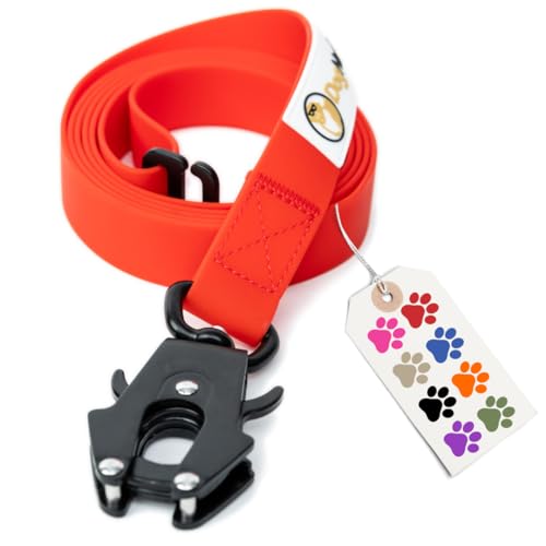 DogNerd Taktische Hundeleine für mittelgroße Hunde und große Hunderassen (1,8 m) | PVC-beschichtetes Nylon, robuste Leine mit Schnellverschluss-Frosch-Clip | integrierter G-Clip (rot, 1,8 m) von DogNerd