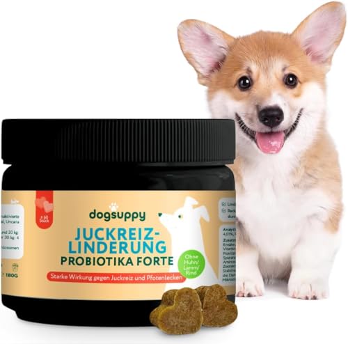 Dogsuppy Anti-Juckreiz & Pfoten-Lecken Probiotika mit 100% natürlichen 60 weichen Kautabletten. Angereichert mit 3 Milliarden Prä- & Probiotika für Hunde zur Reduzierung von Juckreiz von DogSuppy