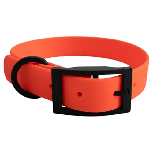 Hundehalsband aus Biothane, abwaschbar, geruchsneutral und pflegeleicht für kleine bis mittelgroße Hunde (Orange, L) von DogX