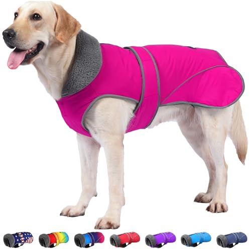 Dogchee Wintermantel für Hunde, Fleece-Kragen, Hundejacke, Kleidung, reflektierendes Fleece-Futter, Haustier-Pullover, warme Bekleidung für kleine, mittelgroße und große Hunde von Dogcheer