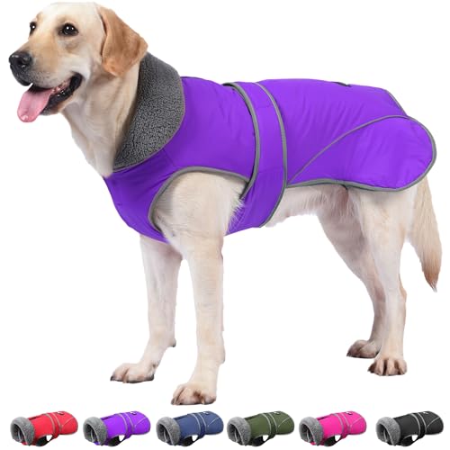 Dogchee Wintermantel für Hunde, Fleece-Kragen, Hundejacke, Kleidung, reflektierendes Fleece-Futter, Haustier-Pullover, warme Bekleidung für kleine, mittelgroße und große Hunde von Dogcheer