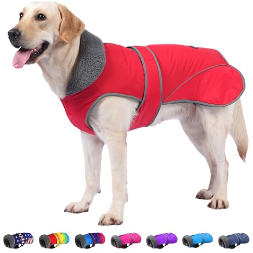 Dogchee Wintermantel für Hunde, Fleece-Kragen, Hundejacke, Kleidung, reflektierendes Fleece-Futter, Haustier-Pullover, warme Bekleidung für kleine, mittelgroße und große Hunde von Dogcheer