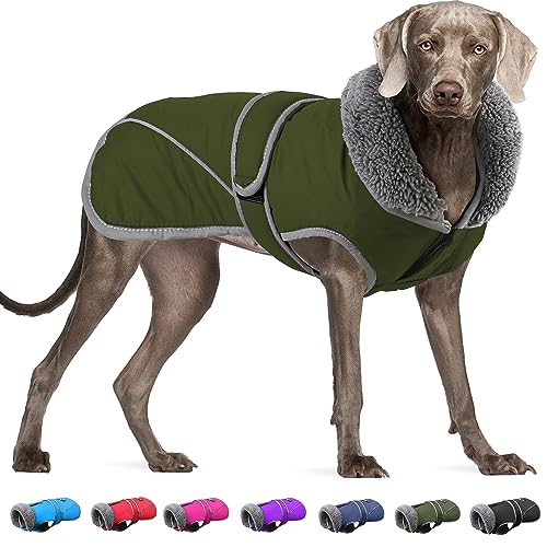 Dogcheer Hunde-Wintermantel, Fleece-Kragen, Hundejacke, warme Weste, reflektierend, verstellbar, Hundepullover für kaltes Wetter, winddicht, Schneemantel für kleine, mittelgroße und große Hunde von Dogcheer