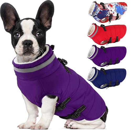 Dogcheer Hundejacke, warmer Hundemantel mit eingebautem Geschirr, reflektierend, für kaltes Wetter, Winter, verstellbare Hunde-Schneejacke, Kleidung für kleine, mittelgroße und große Hunde von Dogcheer