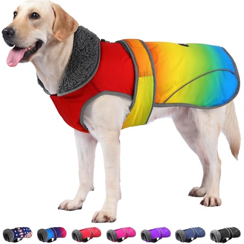 Dogcheer Hundemantel, weihnachtliche Hundejacke, wasserdicht, für kaltes Wetter, reflektierend, verstellbar, für Welpen, Schneejacke, Fleecepullover für kleine, mittelgroße und große Hunde von Dogcheer