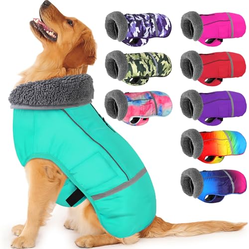 Dogcheer Hundemantel Fleecehalsband, reflektierende Hunde-Winterjacke für kaltes Wetter, wasserdicht, winddicht, Haustierbekleidung, warme Welpenweste für kleine, mittelgroße und große Hunde von Dogcheer