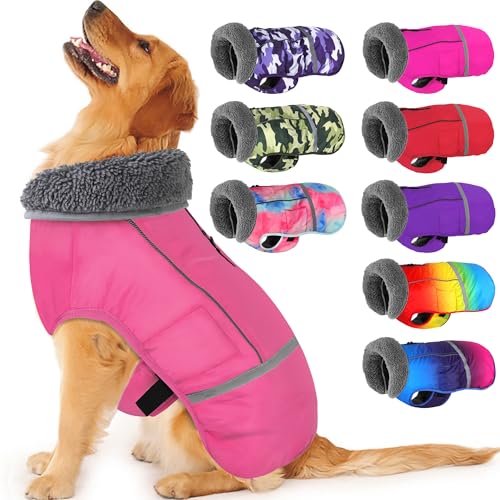 Dogcheer Hundemantel Fleecehalsband, reflektierende Hunde-Winterjacke für kaltes Wetter, wasserdicht, winddicht, Haustierbekleidung, warme Welpenweste für kleine, mittelgroße und große Hunde von Dogcheer