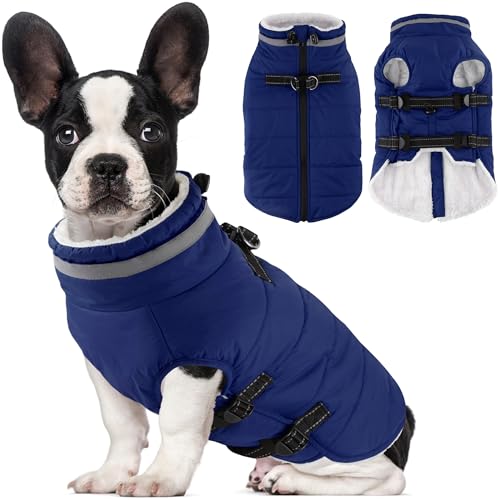 Dogcheer Warmer Hunde-Wintermantel, winddicht, Rollkragen, Fleece-Hundejacke mit Geschirr, reflektierend, für kaltes Wetter, dicke Hundeweste, Hundemäntel für kleine, mittelgroße und große Hunde von Dogcheer