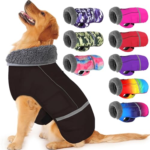 Dogcheer Warmer Hundemantel, Fleece-Halsband, Winter-Hundekleidung, reflektierende Haustierjacke, Bekleidung für kaltes Wetter, wasserdicht, winddicht, Weste für kleine, mittelgroße und große Hunde von Dogcheer