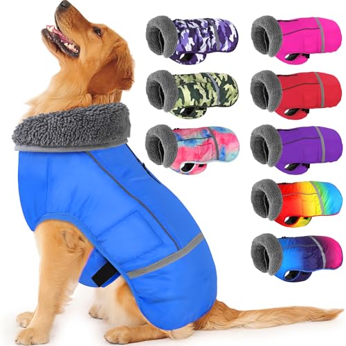 Dogcheer Warmer Hundemantel, Fleece-Halsband, Winter-Hundekleidung, reflektierende Haustierjacke, Bekleidung für kaltes Wetter, wasserdicht, winddicht, Weste für kleine, mittelgroße und große Hunde von Dogcheer