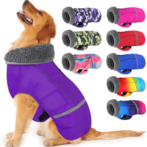 Dogcheer Warmer Hundemantel, Fleece-Halsband, Winter-Hundekleidung, reflektierende Haustierjacke, Bekleidung für kaltes Wetter, wasserdicht, winddicht, Weste für kleine, mittelgroße und große Hunde von Dogcheer