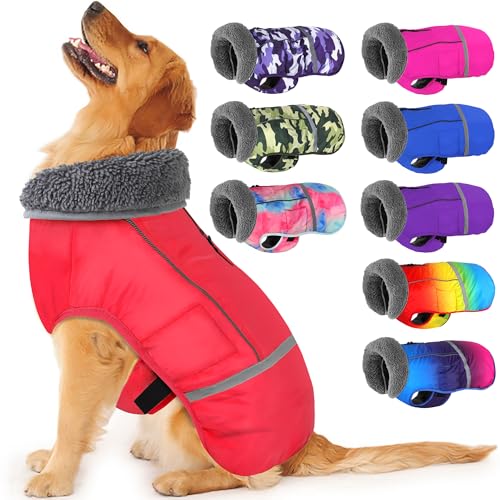 Dogcheer Warmer Hundemantel, Fleece-Halsband, Winter-Hundekleidung, reflektierende Haustierjacke, Bekleidung für kaltes Wetter, wasserdicht, winddicht, Weste für kleine, mittelgroße und große Hunde von Dogcheer