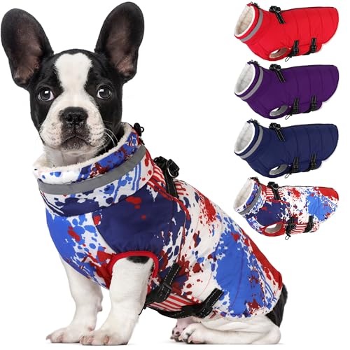 Dogcheer Hundejacke mit amerikanischer Flagge, verstellbar, wasserdicht, mit Reißverschluss, Größe XS von Dogcheer