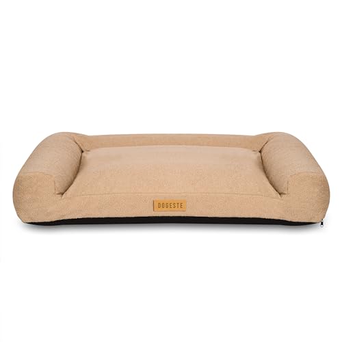 Dogeste Hundebett Hunde - Hundekörbchen Waschbar - Personalisierte Hundekörbchen mit Gravieren Namen - Hundesofa (Beige, L) von Dogeste