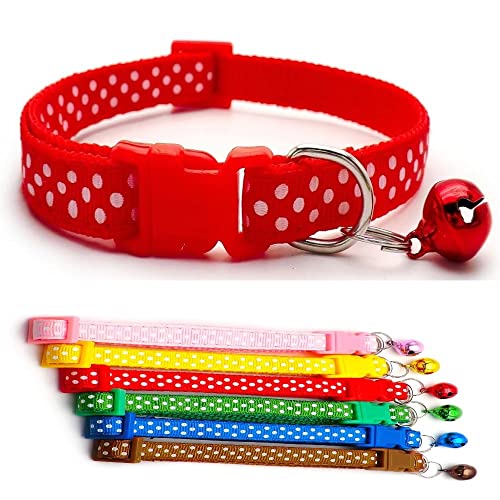 Doggie Style Store Halsband für kleine Hunde und Katzen, Nylon, mit Glöckchen, verstellbar, Schnellverschluss, Rot von Doggie Style Store