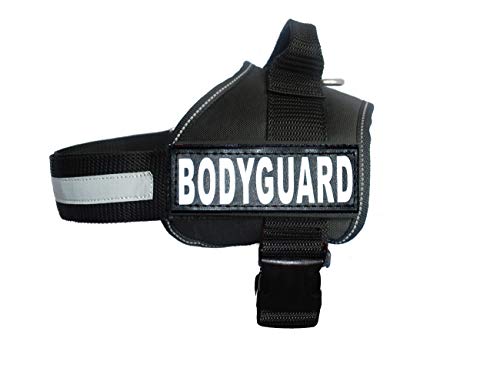 Body Guard Vest Service Hund Harness mit abnehmbarem Klettverschluss Patches. Kauf wird mit 2 Body Guard Reflektierende abnehmbaren Patches. Bitte Messen Sie Ihren Hund vor Bestellung., Girth 19-25", schwarz von Doggie Stylz