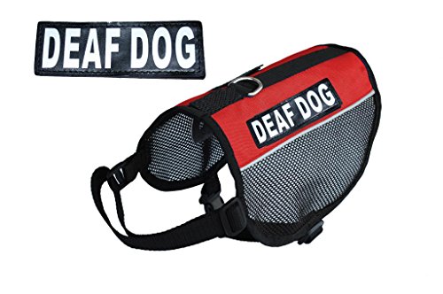 Deaf Dog Service Hundegeschirr Mesh Weste Geschirr Cool Comfort Kauf kommt mit 2 reflektierenden Deaf Dog Abnehmbare Patches Bitte messen Sie Ihren Hund vor der Bestellung von Doggie Stylz