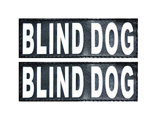 Doggie Stylz 2er Set Reflektierende Blind Hund abnehmbare Patches für Service Hundegeschirr & Westen, Medium 4" X 1.5", schwarz von Doggie Stylz