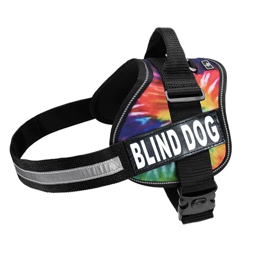 Doggie Stylz Hundegeschirr für blinde Hunde, abnehmbare Flicken und reflektierender Rand. Wird mit 2 reflektierenden Klettverschlüssen geliefert. Messen Sie den Umfang des Hundes vor dem Kauf (Girth von Doggie Stylz