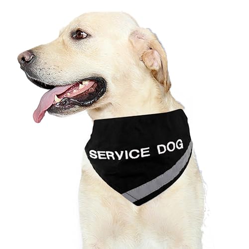 Doggie Stylz Hundehalstuch mit Reflektorstreifen für mehr Sicherheit bei Nacht. Mit integriertem passendem Halsband zum sicheren Halt, Metallring zur Befestigung der Leine, NECK 16-24", schwarz von Doggie Stylz