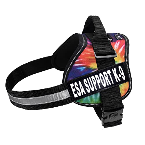 Emotional Support Hundeweste, Nylon, kein Ziehen, mit 2 auswechselbaren Aufnähern von ESA Support K9, voll verstellbare, reflektierende Träger mit Tragegriff oben, Größe XXS-XXL (76,2–107 cm, von Doggie Stylz