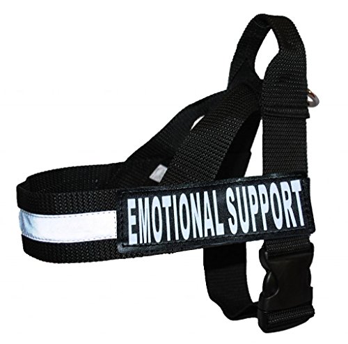 Emotionale Unterstützung Nylongurt Service Hundegeschirr keine Pull Guide Hilfe wird mit 2 reflektierenden Emotionale Unterstützung abnehmbaren Klett Patches. Bitte Messen Sie Ihren Hund vor Bestellung., Large Fits Girth 26-33", schwarz von Doggie Stylz