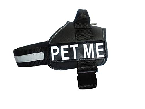 Pet Me Vest Nylon Hunde Harness. Kauf wird mit 2 reflektierenden abnehmbaren Pet Me Klett Patches. Bitte Messen Sie Ihren Hund vor Bestellung, Girth 12-16", schwarz von Doggie Stylz