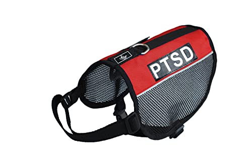 Ptsd Service Hund Vest Mesh Harness Cool Comfort Nylon für Hunde klein medium Große Kauf kommt mit 2 Reflektierende PTSD pathces. Bitte Messen Sie Ihren Hund vor Bestellung, Girth 11-14", rot von Doggie Stylz