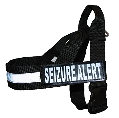 Seizure Alert Nylongurt Service Hundegeschirr keine Pull Guide Hilfe kommt mit 2 Reflektierende Seizure Alert Abnehmbare Klett Patches. Bitte Messen Sie Ihren Hund vor Bestellung., X-Large Fits Girth 29-39", schwarz von Doggie Stylz