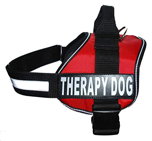 Therapie-Hundegeschirr, Arbeitsweste, Jacke, abnehmbare Flicken, Lieferung mit 2 reflektierenden Therapiewesten Bitte messen Sie den Hund vor der Bestellung (Umfang 76,2–106,7 cm, rot) von Doggie Stylz