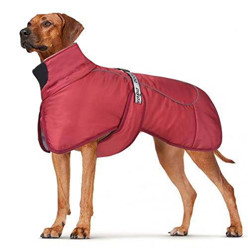 DoggieKit Hundemäntel Wasserdicht Winddicht Warm Winter Sicher mit Gewinde Reflektierende Streifen Jacke für Mittelgroße Große Hunde mit Geschirrloch für Welpen Haustiere Kaltes Wetter Kleidung Weste von DoggieKit