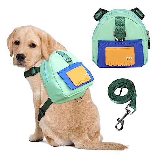 DoggieKit Hunderucksack mit Leine, niedlicher Haustier-Welpenrucksack, eingebauter Hundekotbeutelspender, verstellbare Haustier-Selbsttragetasche für kleine und mittelgroße Hunde, Reisen, Wandern, von DoggieKit