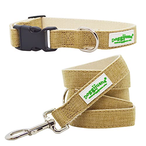 Doggijuana | Strapazierfähiges und verstellbares Hanfhalsband und Leine, mittelgroßes Halsband/große Leine von Doggijuana